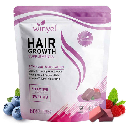 Hair Vitamins with 10,000mcg Biotin – Mixed Berry, 60 Chews