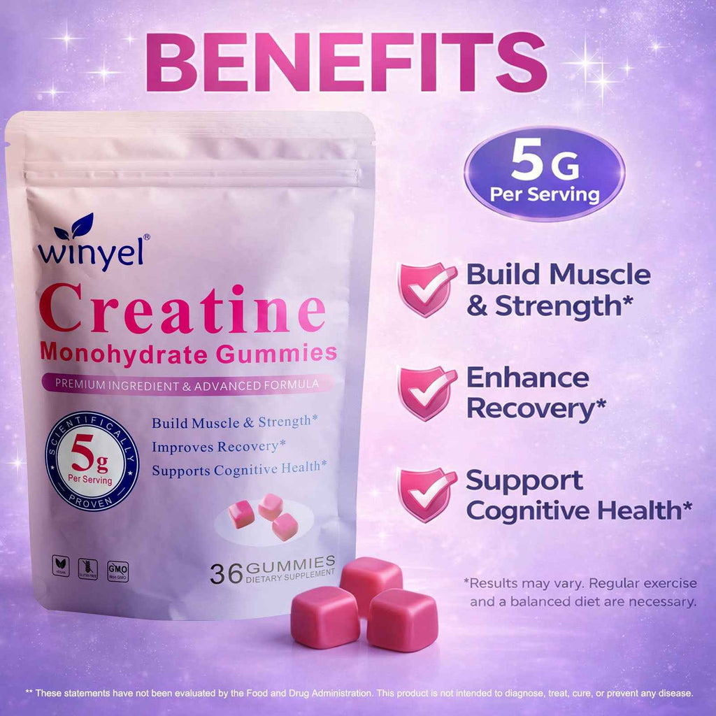 Creatine Monohydrate Gummies – Sugar Free, Berry, 36 Ct