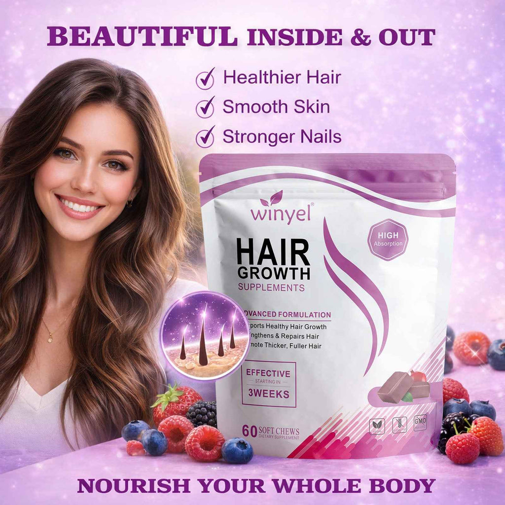 Hair Vitamins with 10,000mcg Biotin – Mixed Berry, 60 Chews