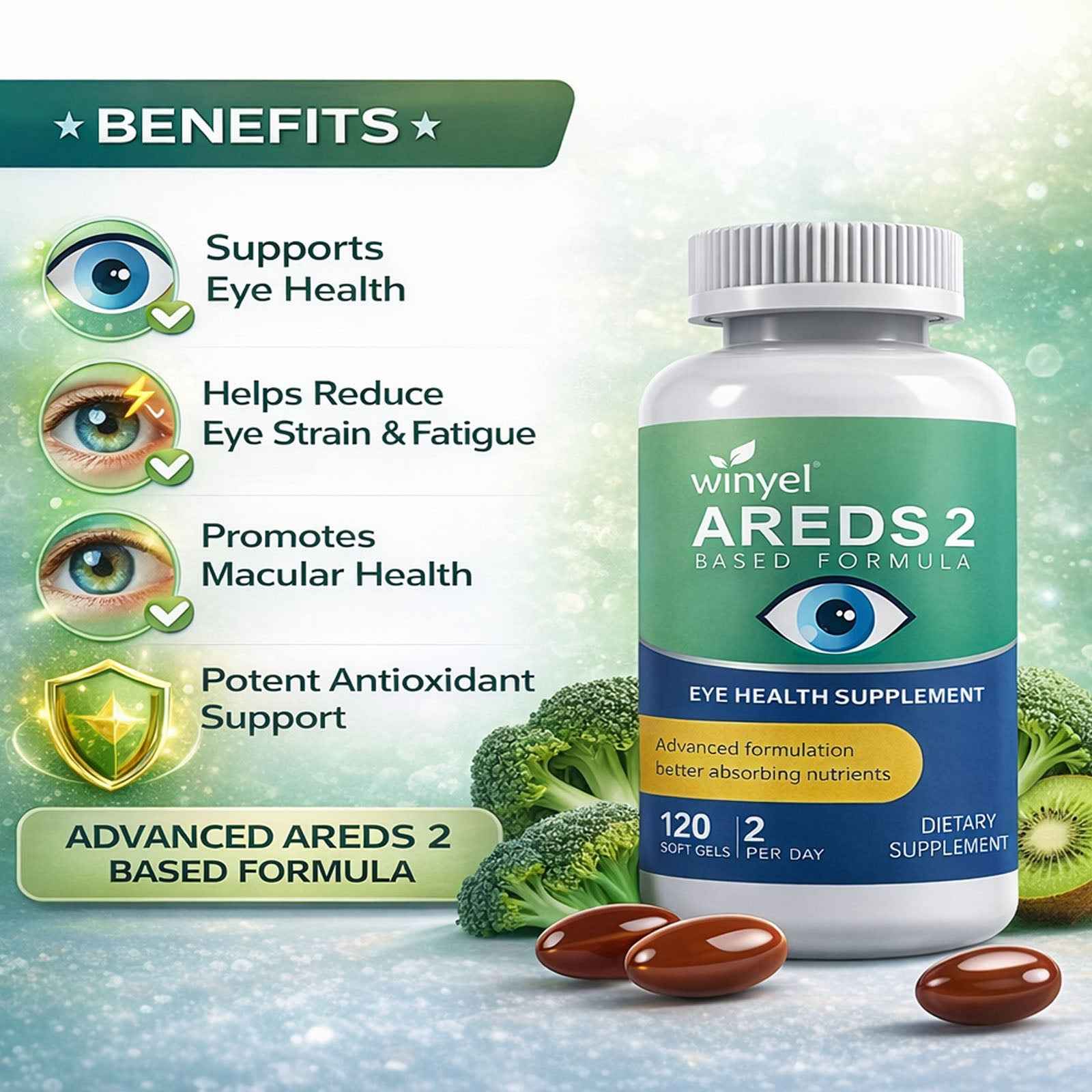 AREDS 2 Eye Vitamins with OCUSorb – 120 Vegan Softgels
