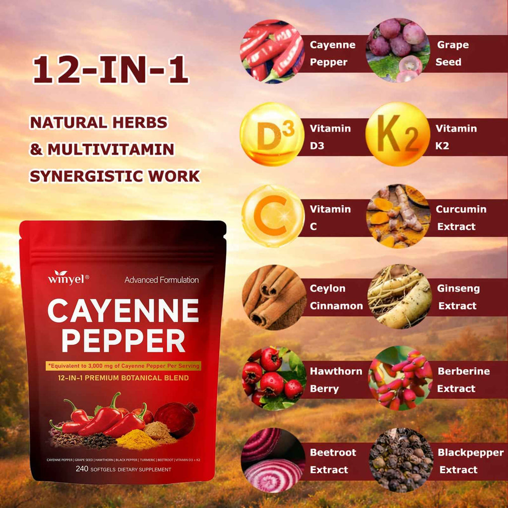 Cayenne Pepper 12-in-1 Softgels – Heart & Vein Support