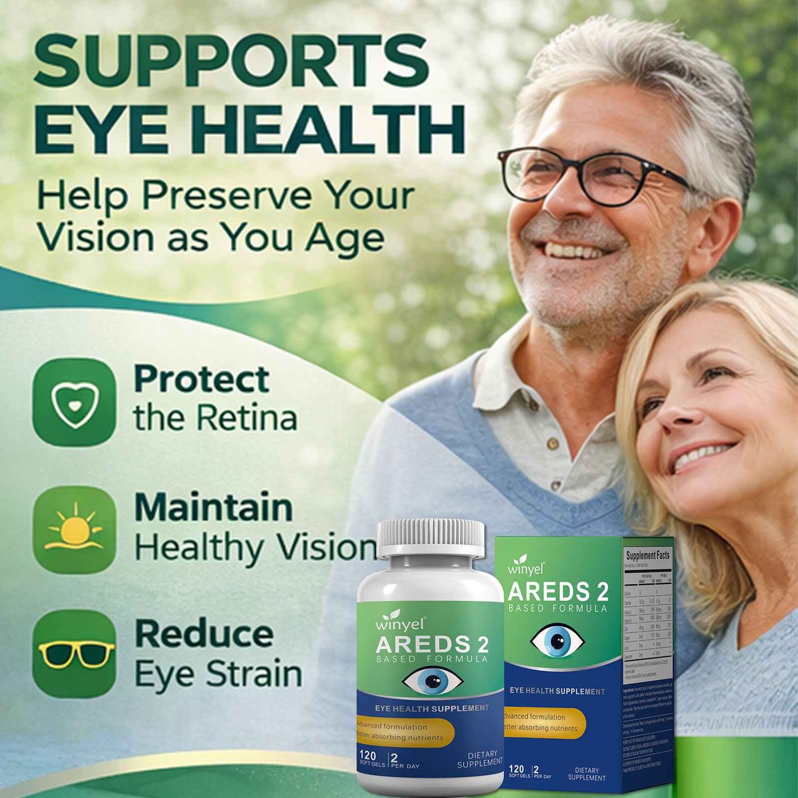 AREDS 2 Eye Vitamins with OCUSorb – 120 Vegan Softgels