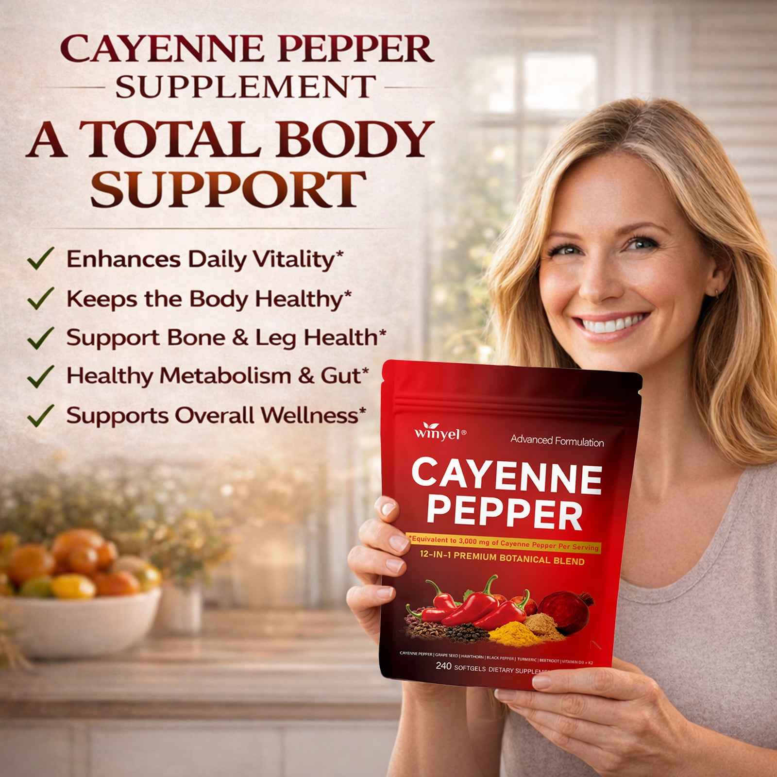 Cayenne Pepper 12-in-1 Softgels – Heart & Vein Support