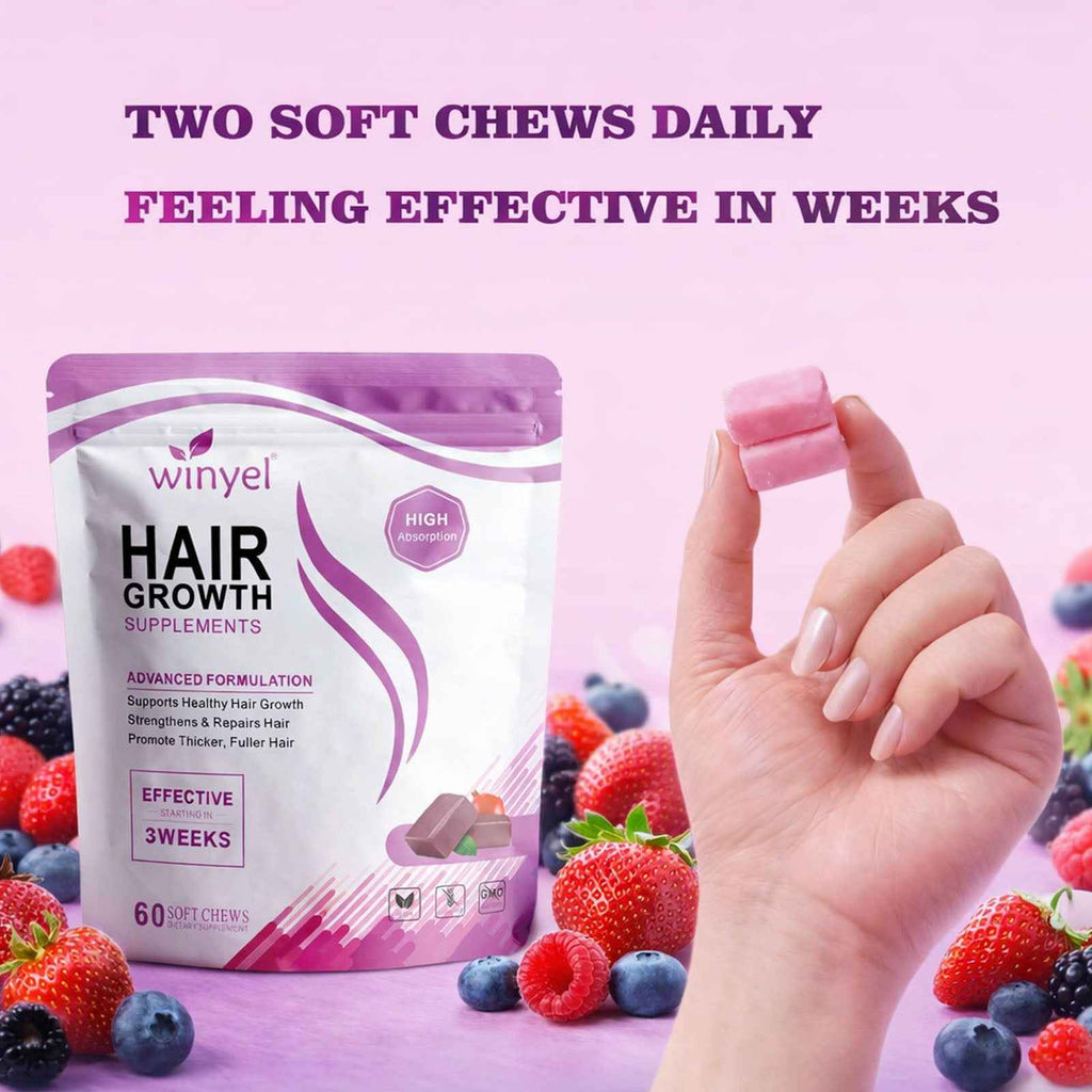 Hair Vitamins with 10,000mcg Biotin – Mixed Berry, 60 Chews