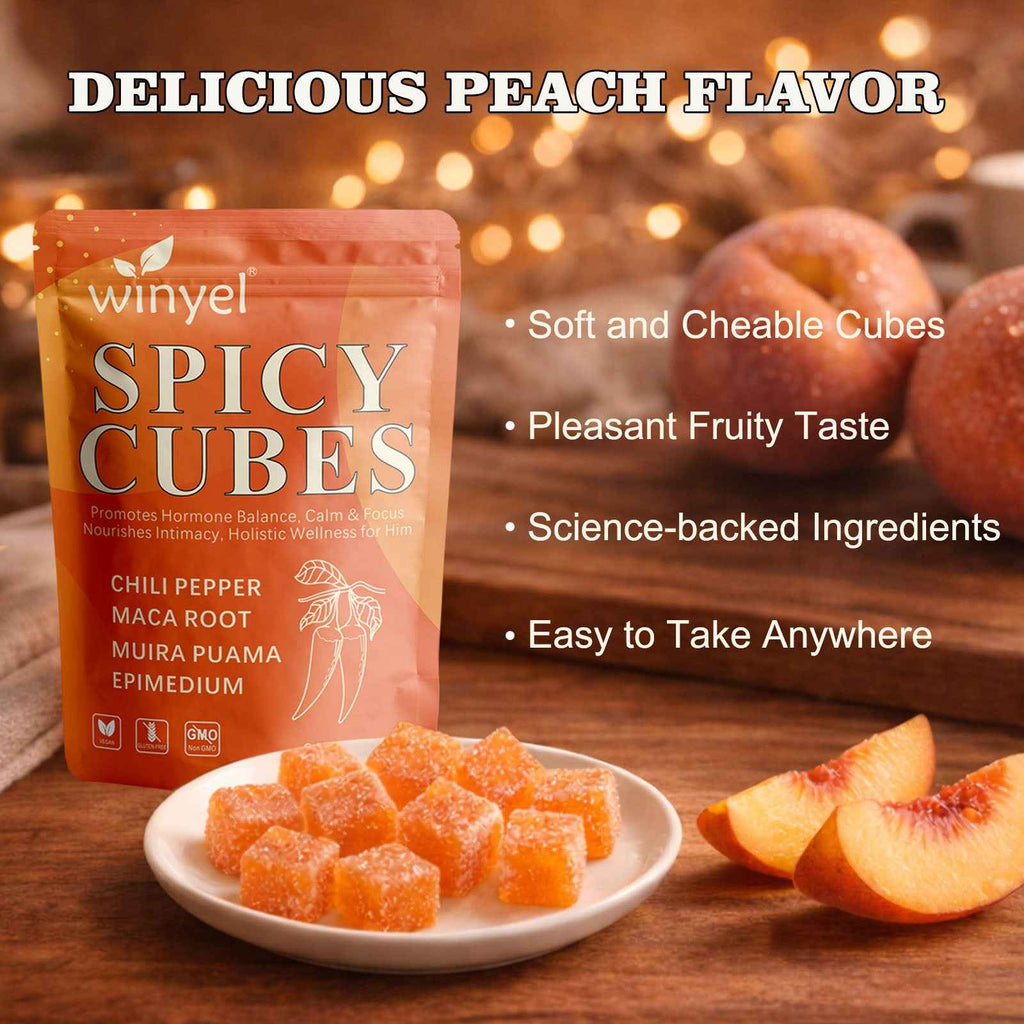 Spicy Cubes Hot Peach Gummies – Energy, Mood & Vitality