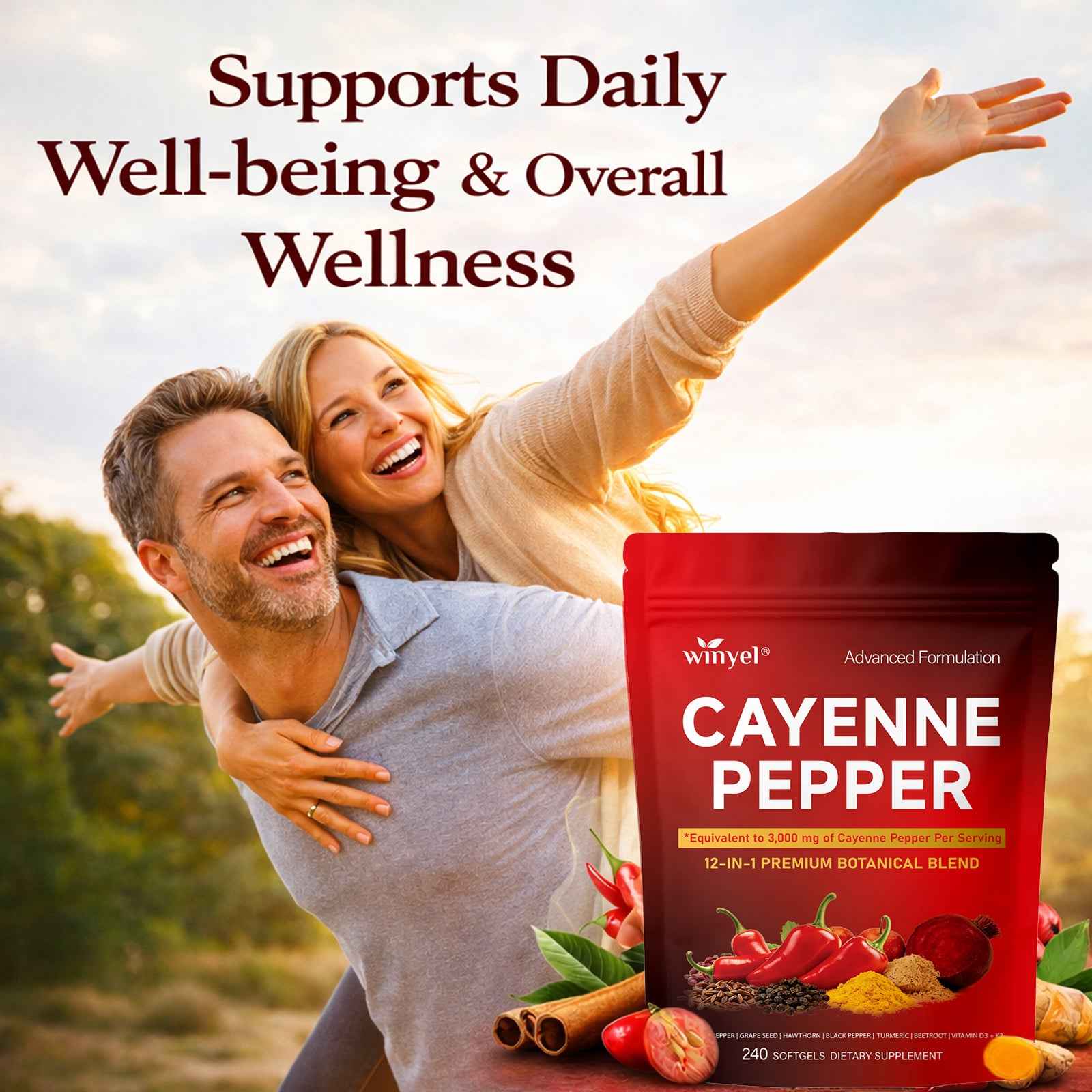 Cayenne Pepper 12-in-1 Softgels – Heart & Vein Support