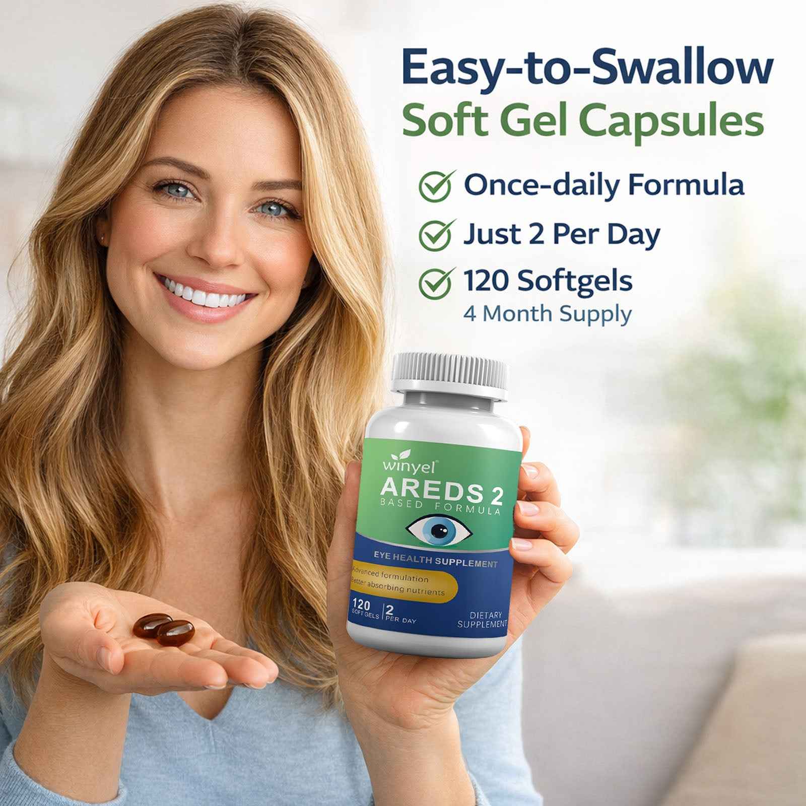 AREDS 2 Eye Vitamins with OCUSorb – 120 Vegan Softgels