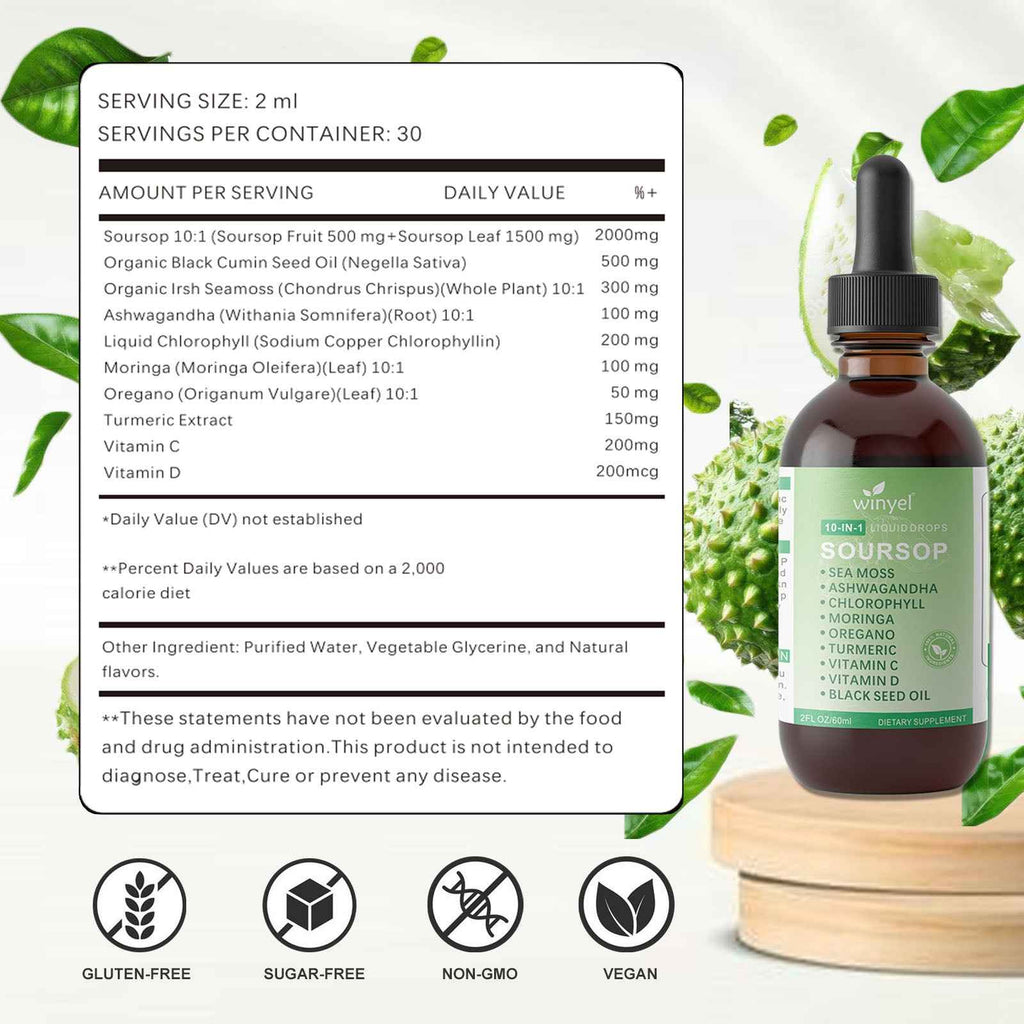 Soursop Bitters Drops with Sea Moss & Moringa – 2 Fl Oz