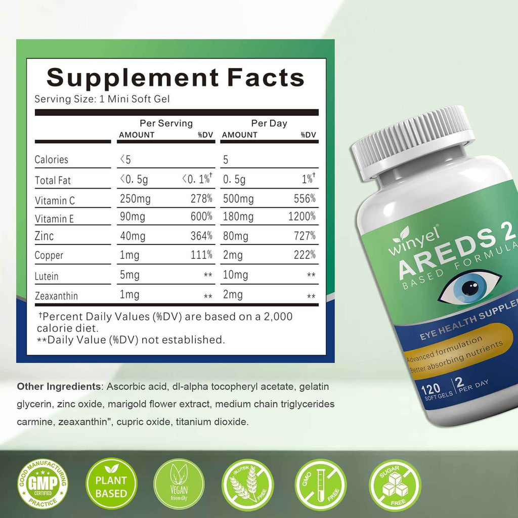 AREDS 2 Eye Vitamins with OCUSorb – 120 Vegan Softgels